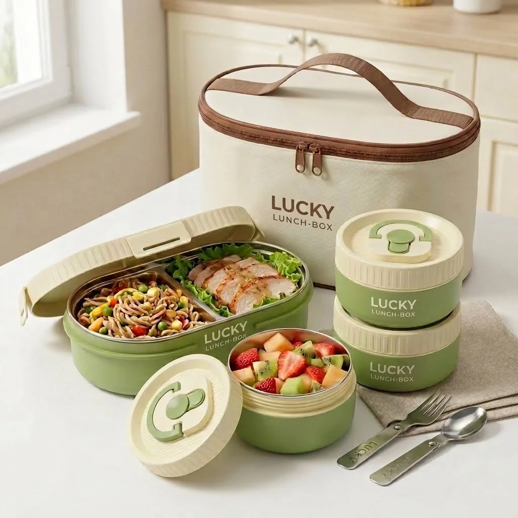 Food Storage With Dividers - 304 Stainless Steel Thermal Bento Lunch